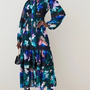 Karen Millen Neon Floral Mix Lace and Embroidery Maxi Dress